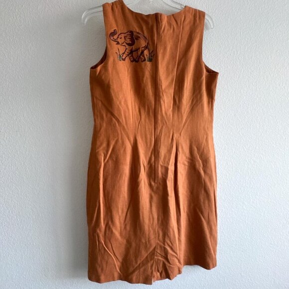 Betsys Things Vintage Embroidered Linen Blend Safari Animal Shift Dress size 8 - Picture 6 of 7